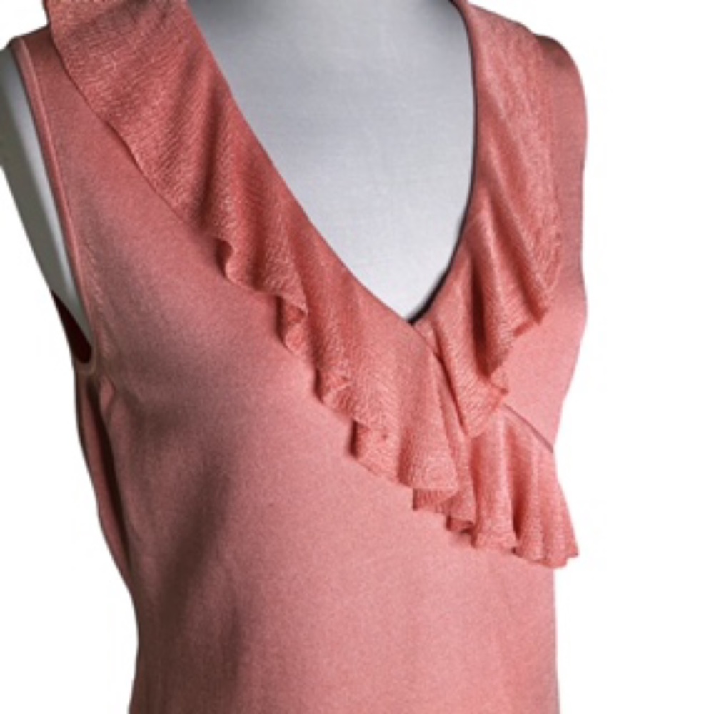 Ann Taylor Sleeveless Ruffled Neckline Small Side Tie Top Size L - Picture 2 of 7